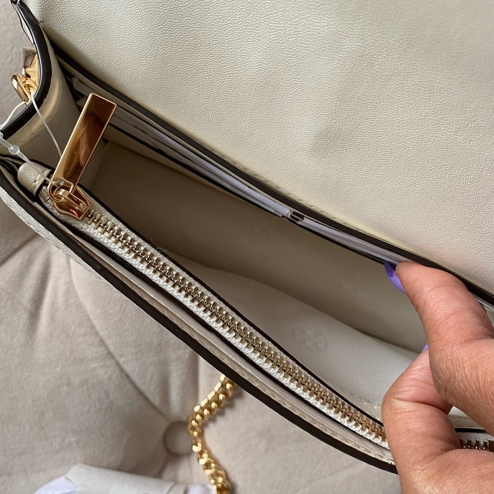 Tory Burch Emerson Woven Min Top Handle Satchel Bag New Cream Bright Samba - Picture 6 of 15